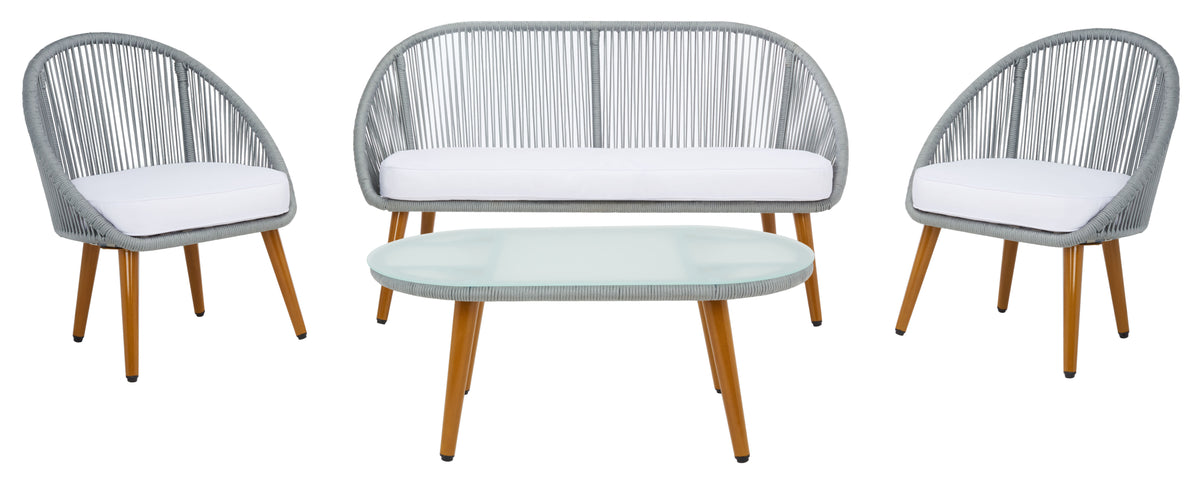 Safavieh Halcott 4 Piece Outdoor Set Grey 3