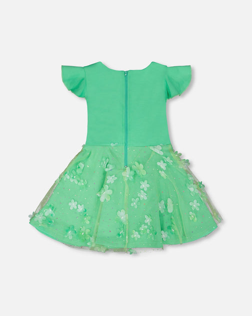 Deux par Deux Bi-Material Dress Mint Green 2T 4
