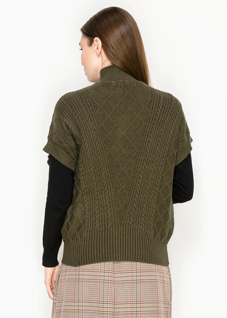 Yal New York Sleeveless Turtleneck Sweater Vest Green Small 3