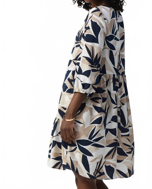 Joseph Ribkoff Leaf Print Trapeze Dress Multi UK 10 4