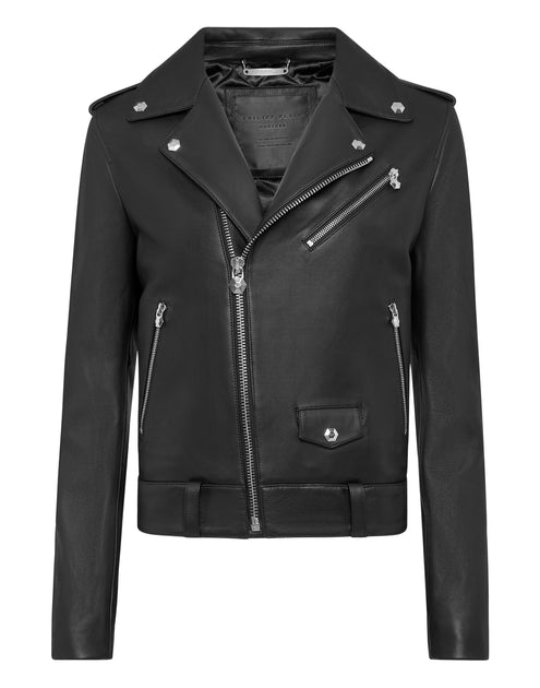 Philipp Plein Biker Leather Jacket Black X-Small 2