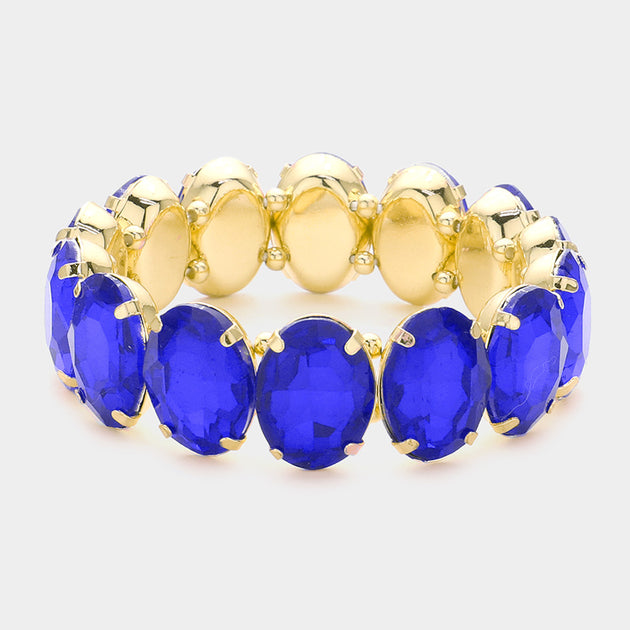 FASHNZFAB Oval Stone Stretch Bracelet Multi One Size 3