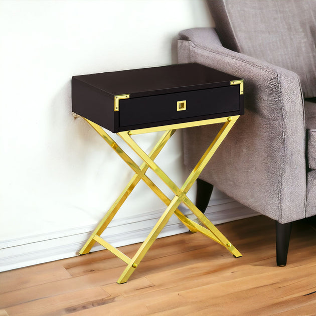 Hivvago End Table Gold Dark Brown 2