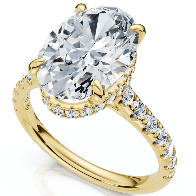 Pompeii3 3.5Ct Oval Hidden Halo Diamond Engagement Ring Gold US 4.5 3
