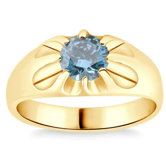 Pompeii3 Belcher Solitaire Ring Blue Gold US 10.5 3