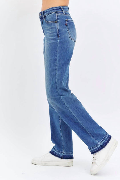 Judy Blue Mid Rise Release Hem Dad Jeans Blue 32 4