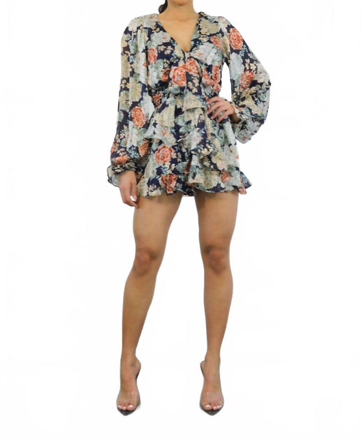 SurelyMine Wrapping Sweet Bows Floral Romper Navy Large 3
