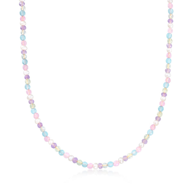 Ross-Simons Multi-Gemstone Pearl Necklace Pink 2