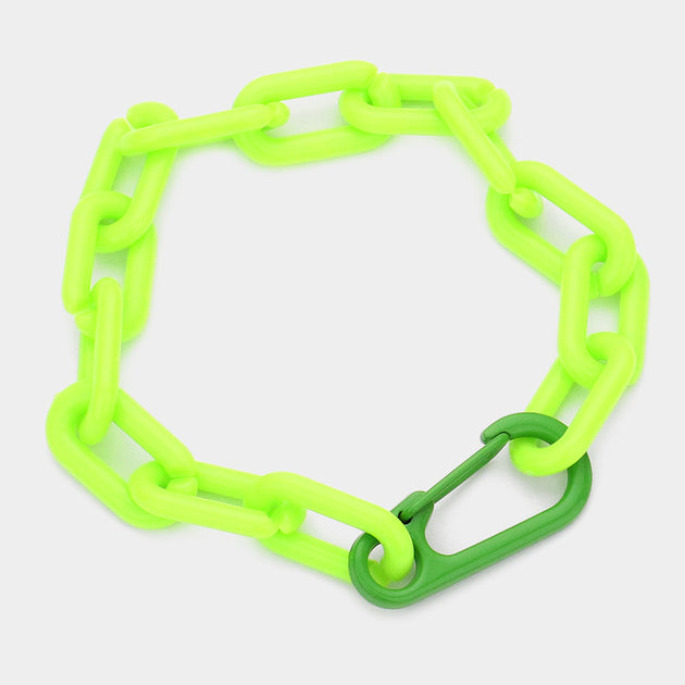 FASHNZFAB Open Oval Link Bracelet Lime Green One Size 3