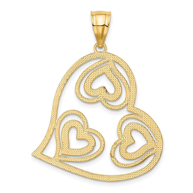 Diamond2Deal Hearts Inside Heart Pendant Yellow Gold 4