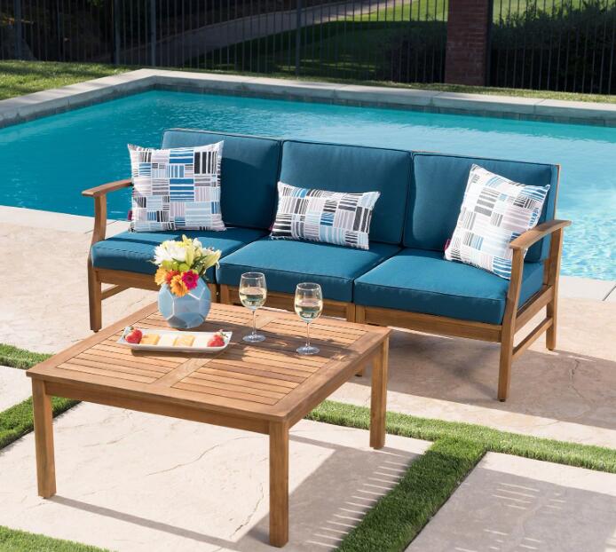 Streamdale Perla 3 Seater Sofa and Table Set Blue 2