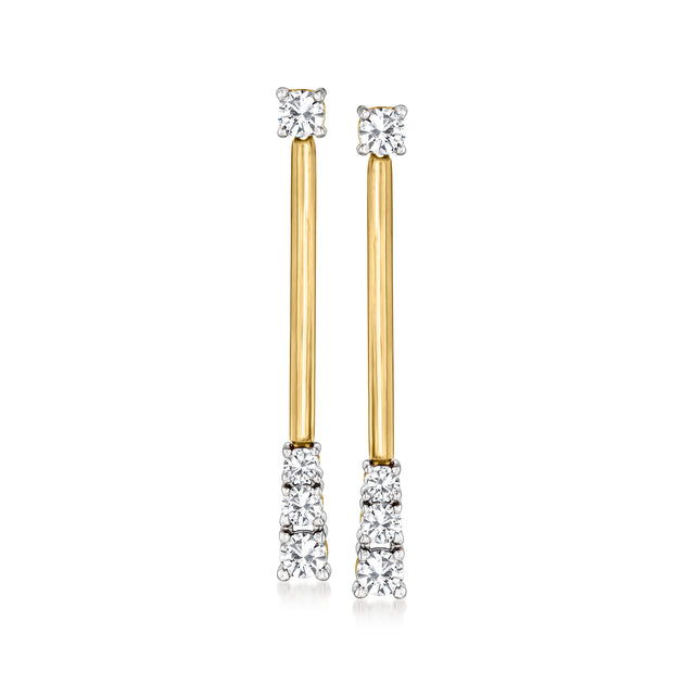 Ross-Simons Diamond Linear Bar Drop Earrings Silver 2