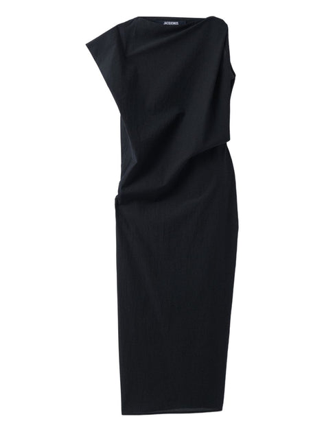 Jacquemus Asymmetrical Draped Midi Dress Black EU 42 2