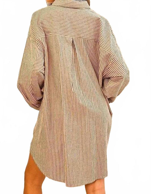 Main Strip Shirt Mini Dress Beige Medium 3