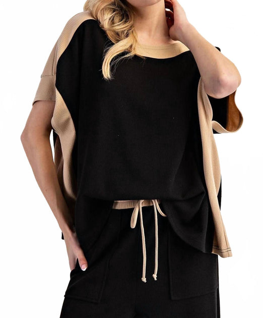 eesome Color Block Top Black Small 2
