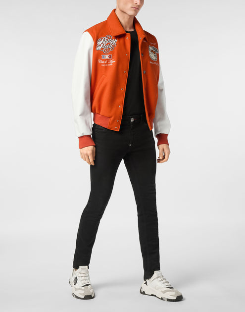 Philipp Plein Coster College Bomber Jacket Orange Large 3