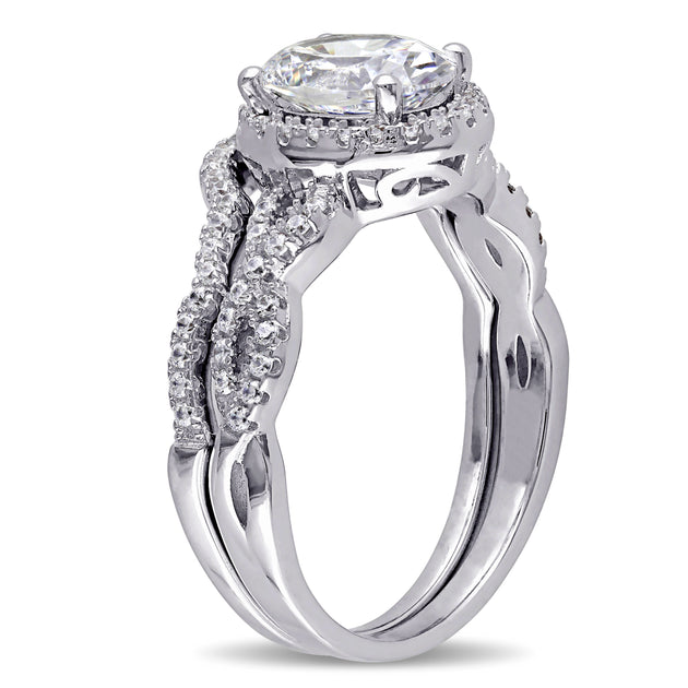 Mimi & Max Halo Oval Cubic Zirconia Twist Bridal Set Silver US 7 4