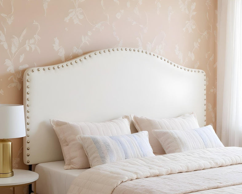 Hivvago Upholstered Arched Queen Headboard White 2