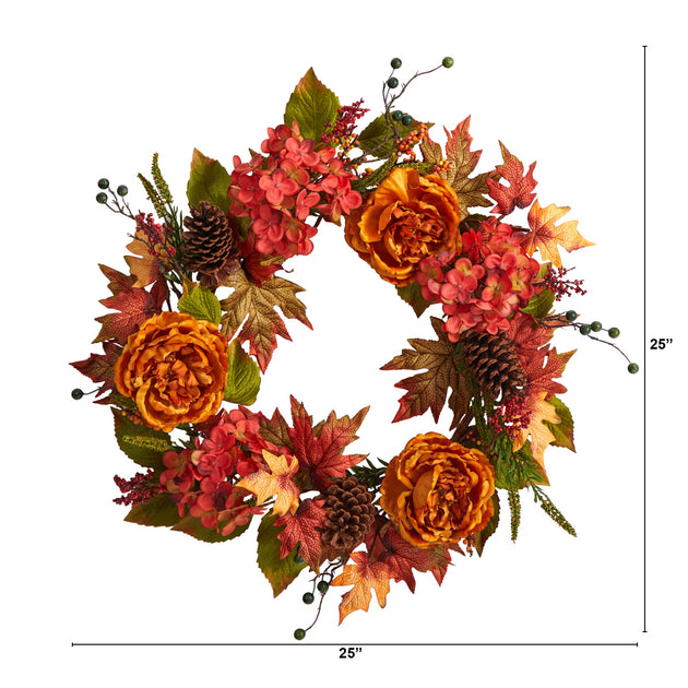 Hivvago Fall Ranunculus Hydrangea Berries Autumn Wreath 3