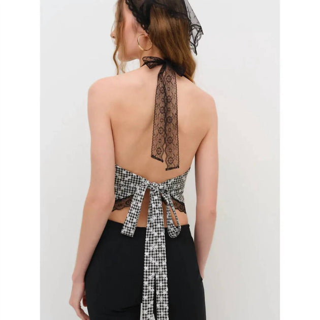 for Love & Lemons Mimi Halter Top Black Medium 4