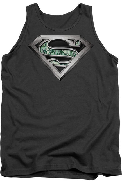 Gildan Superman Circuitry Logo Tank Top Black Medium 2
