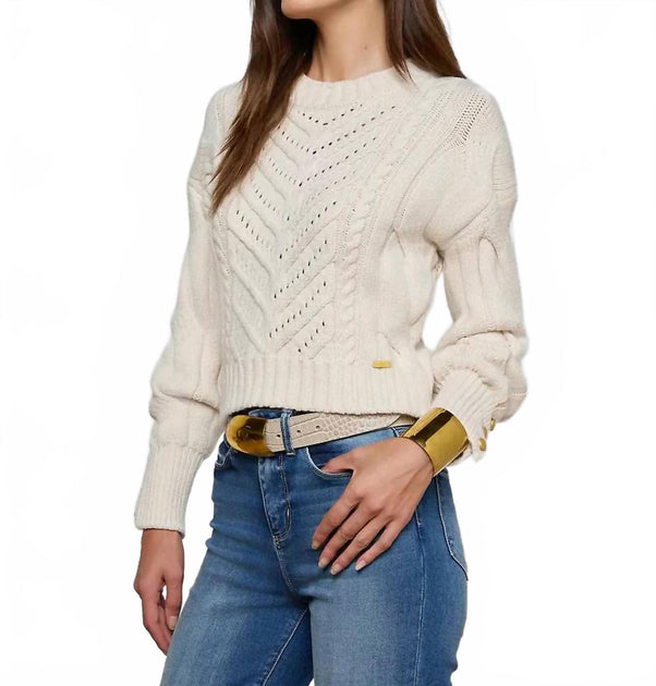L'Agence Storm Sweater Ivory/Gold Small 3