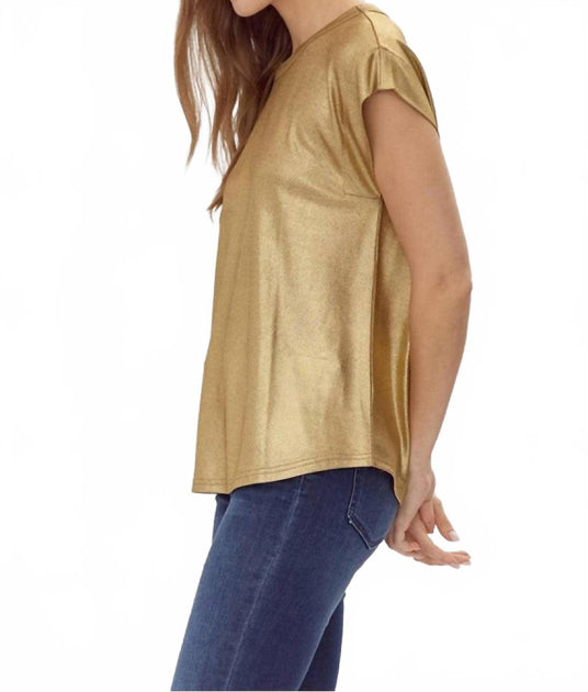 Jodifl Crew Neck Cap Sleeve Top Gold Small 3