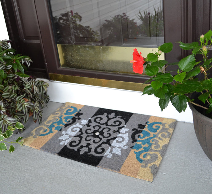 Imports Decor Damask Fleur de Lis Coir Door Mat 3