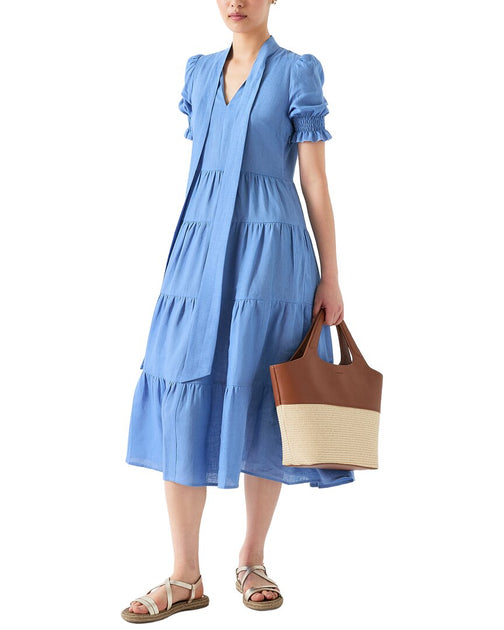 LK Bennett Flo Linen Dress Blue UK 18 2