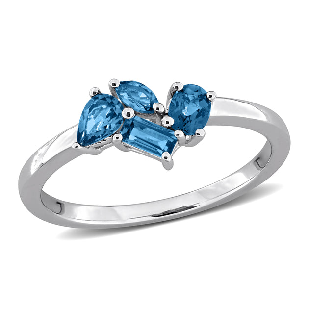 Mimi & Max Multi-Gem Cluster Ring Sterling Silver Multi US 6 2