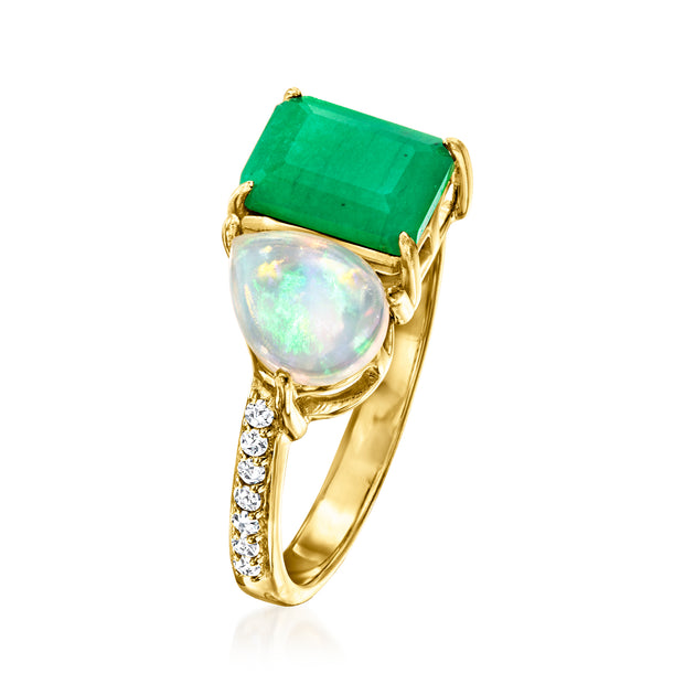 Ross-Simons Toi Et Moi Ring Green White US 7 4