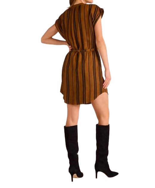 Bella Dahl Belted Cap Sleeve Dress Brown XS 4