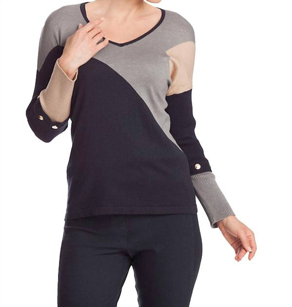 Pull Col en V Color Block Angel Apparel Noir XLarge 2