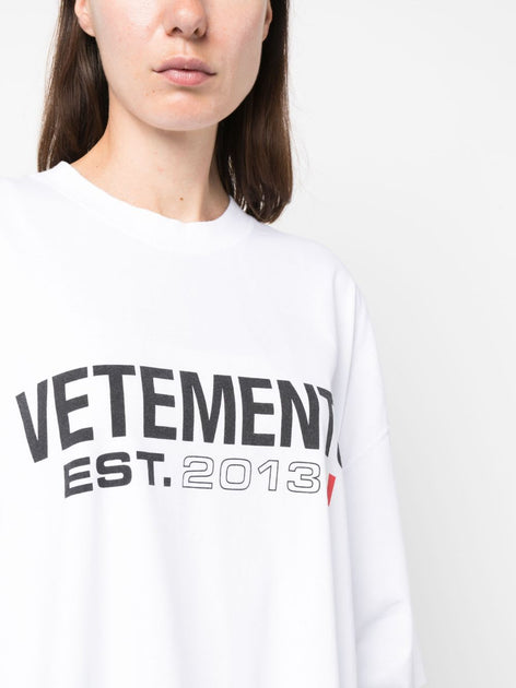 Vetements Logo Print Cotton T-Shirt White Small 4