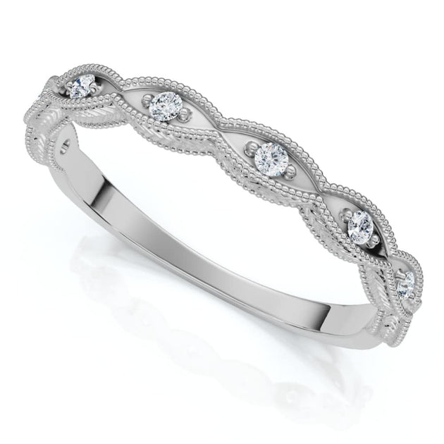 Pompeii3 Diamond Wedding Ring Antique Design 14k Gold Lab Grown Stackable Band Multi US 4.5 6