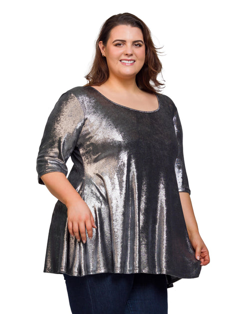 24seven Comfort Apparel Plus Female Tunic Silver 4X 3