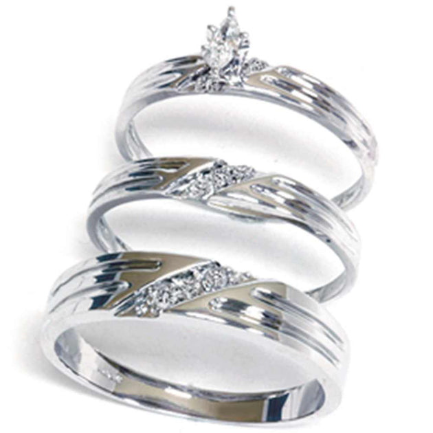Pompeii3 Trio Bridal Ring Set 14K Gold Multi US 10 2
