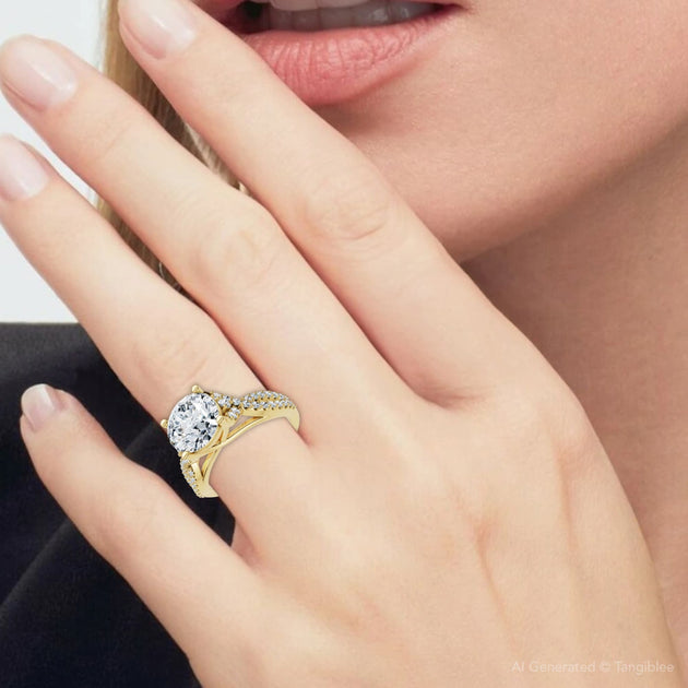 Pompeii3 Crossover Engagement Ring 14K Gold US 9 6