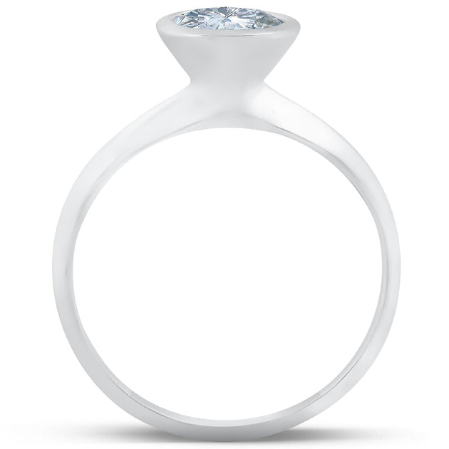 Pompeii3 1ct Bezel Solitaire Engagement Ring White Gold US 5 4