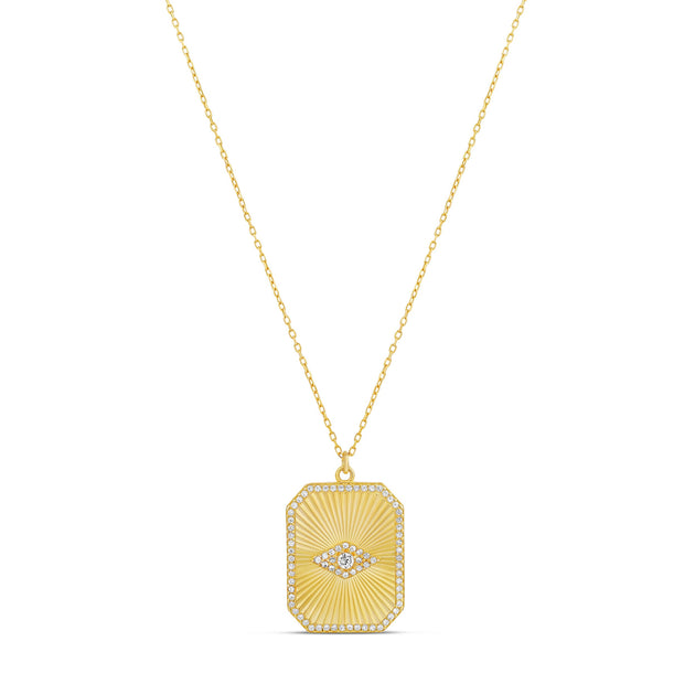SHYMI Fluted Rectangular Evil Eye Necklace Silver 3