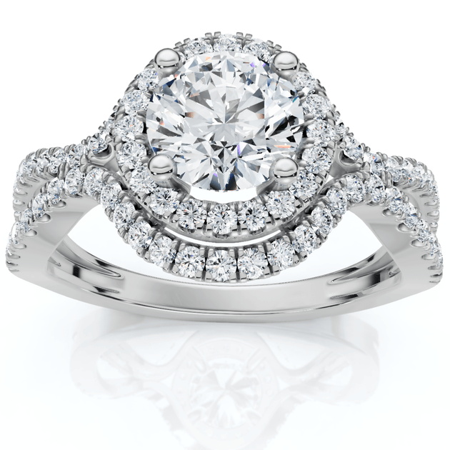 Pompeii3 Lina Diamond Halo Engagement Ring Silver US 6.5 2