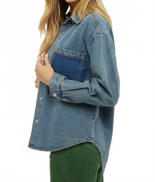 Davi & Dani Denim Shacket Green 3X 2