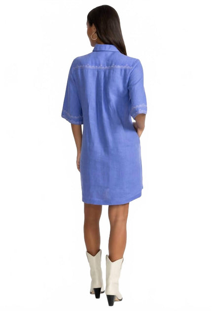 Johnny Was Camille Linen Shirt Dress Blue Small 4
