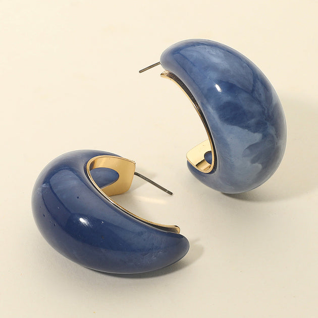 FASHNZFAB Chunky Resin Hoop Earrings Gold 2