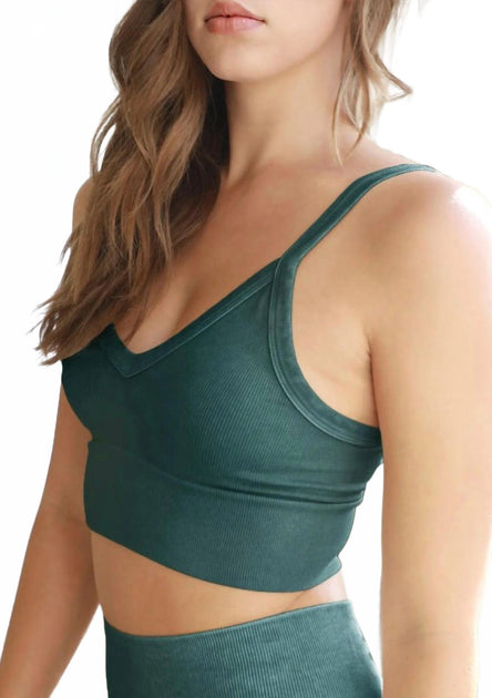 Nikibiki Ribbed V-Neck Bra Top Green One Size 2