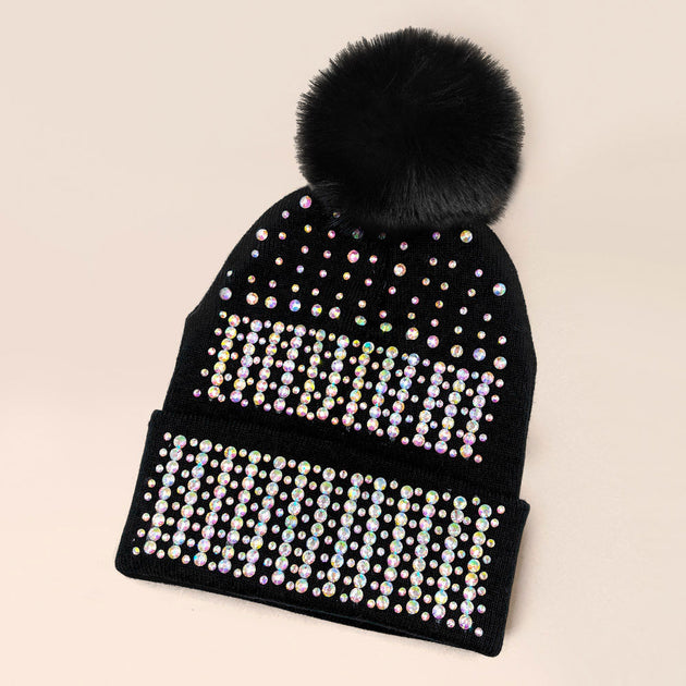 FASHNZFAB Pom Pom Beanie Hat Black 4