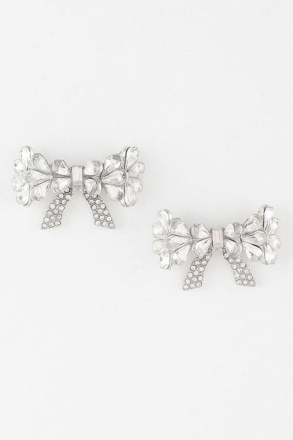 TRUEDAMES Crystal Teardrop Ribbon Earrings Silver 5
