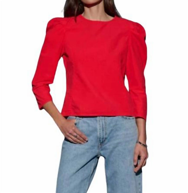 Nation LTD Elouise Poplin Top Red Small 2