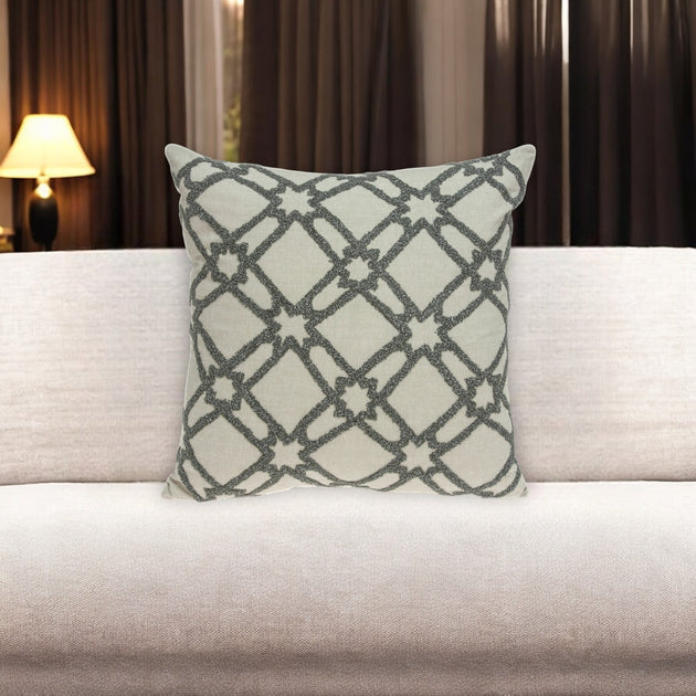 Hivvago Diamond Throw Pillow Beige/Gray 20in 2
