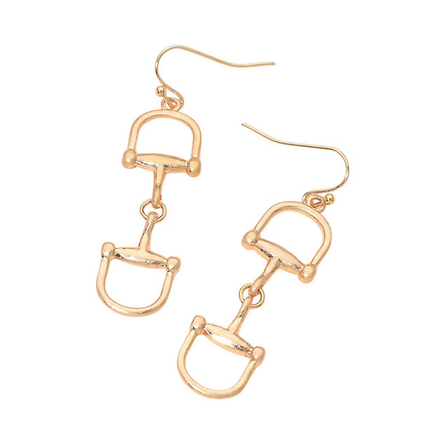 FASHNZFAB Metal Horsebit Link Drop Earrings Multi 4